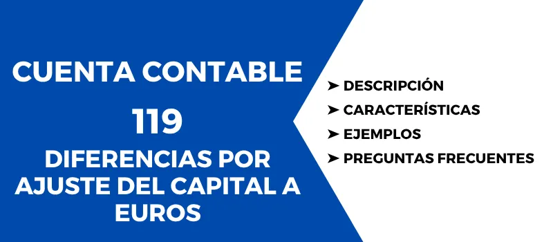 Cuenta Contable 119 Diferencias por ajuste del capital a euros. Descripción, características, cómo se usa, para qué sirve, preguntas sobre la cuenta, ejemplos