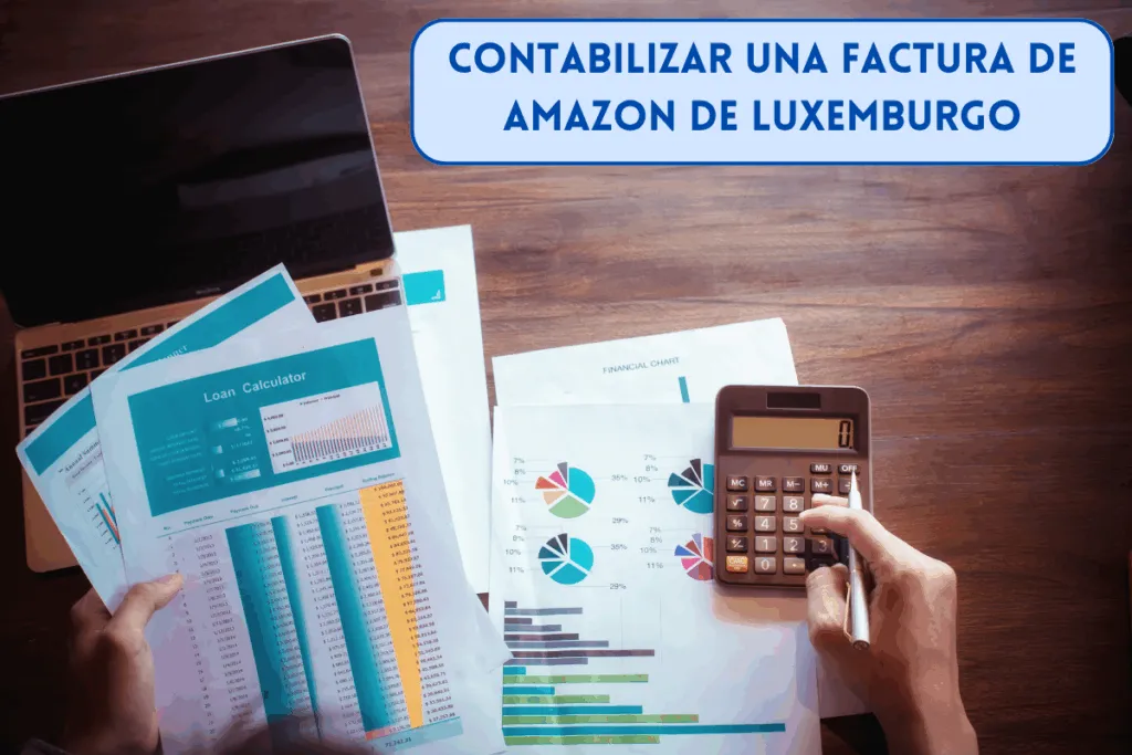 persona contabilizando una factura de una compra de amazon que tiene sede en Luxemburgo