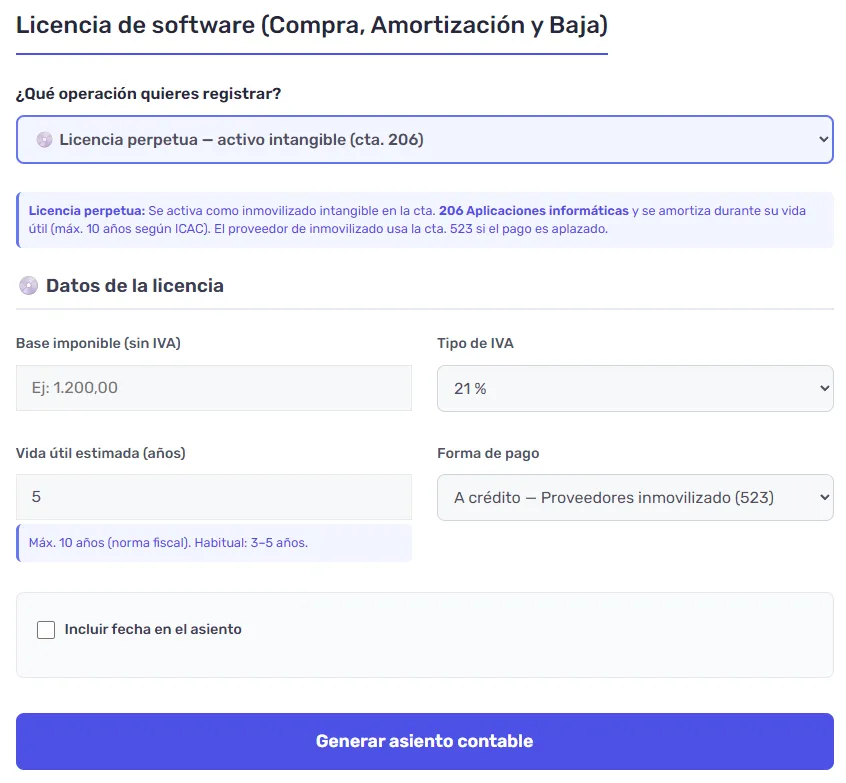 Cómo contabilizar un Leasing - Asiento contable y ejemplos 2 simulador asientos contables licencia de software.png